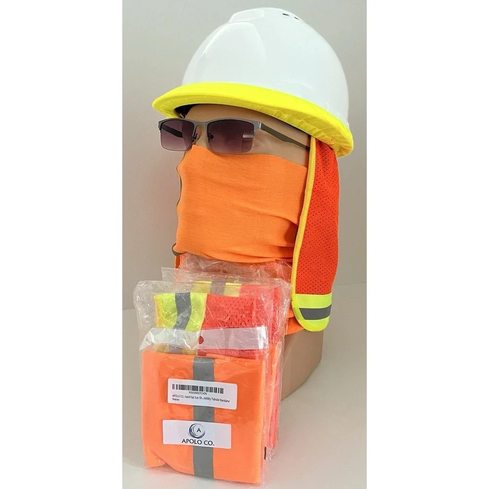 4pk Hard Hat Safety Neck Shade Helmet Sun Shield Hi Viz Reflective Free Gaiters